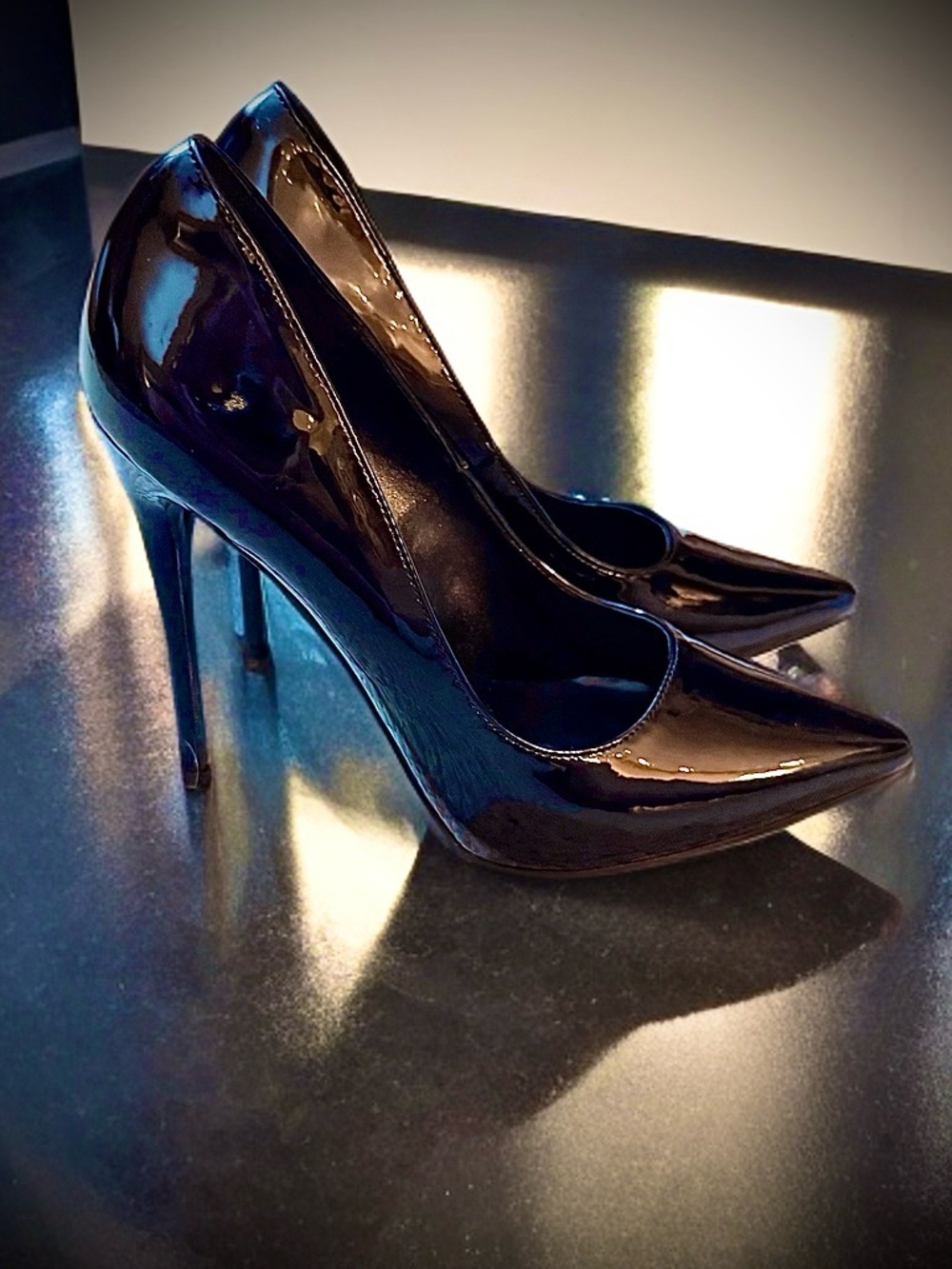 Elegant Black Patent Stiletto Pumps - Women